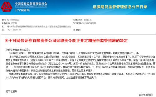 证监局工作组进驻网信证券，对六大事项全面监管！监管部门已发风控通知，或事关巨额债券代持违约